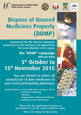Cork County Council Supports Dispose of Unused Medicines Properly (DUMP) Campaign in Cork