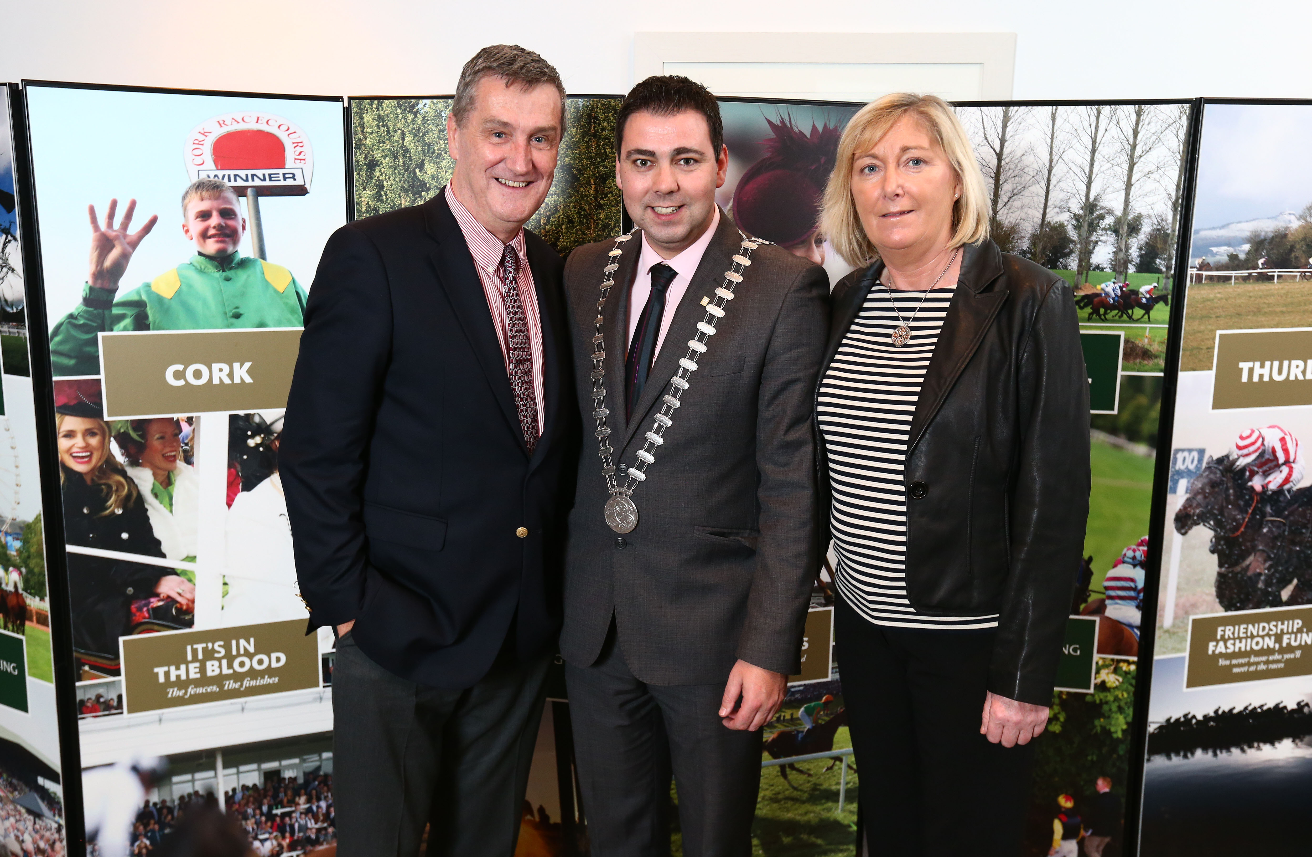 (left/right) Leo Powell, Mayor of Cork John Paul O’Shea, and Mary Kelly