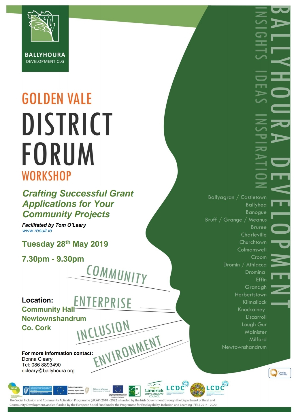 Ballyhoura Development Golden Vale District Forum | Newtownshandrum | May 28th at 7.30pm